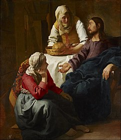 Christ in the House of Martha and Mary circa 1654–1656 oil on canvas medium QS:P186,Q296955;P186,Q12321255,P518,Q861259 158.5 × 141.5 cm National Galleries Scotland