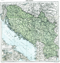 Map showing Yugoslavia in 1919 in the aftermath of World War I before the treaties of Neuilly, Trianon and Rapallo Jugo-slavia, 1919.png