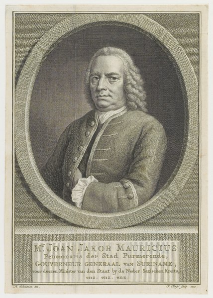 File:KITLV - 36C368 - Schouman, A. - Tanjé, P. - Mr. Joan Jacob Mauricius, pensionary of City Purmerende, Governor General of Surinam, Minister of the State by the Lower Saxischen Kreits, etc. etc. etc. - Engraving - 1753.tif