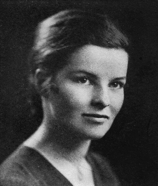 Hepburn's yearbook photo, 1928, Bryn Mawr College