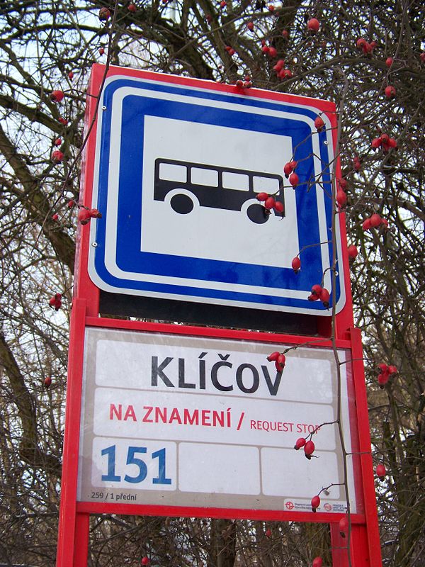 A request stop (zastávka na znamení) on Prague city bus line 151