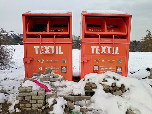 Textiles collection boxes in Prague, Czech Republic