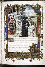 Marguerite de Navarre rencontrant des musiciens et un paysan, f.3r.