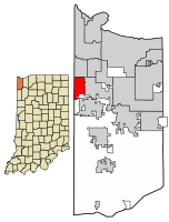 Location of Dyer in Lake County, Indiana.