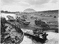 Knocked-out LVTs on Iwo Jima beach