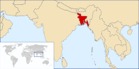 வங்காளதேசத்தின் அமைவிடத்தைக் காட்டும் வரைபடம்