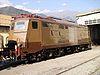 E424 075 in its original livery, at the FerAlp Team museum, in Bussoleno