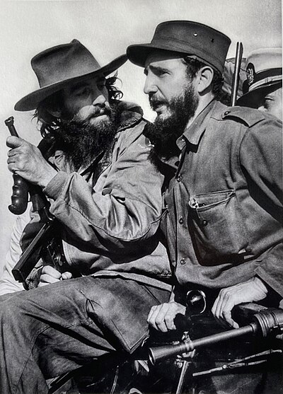 Fidel Castro and Camilo Cienfuegos entering Havana after the rebel victory, 8 January 1959