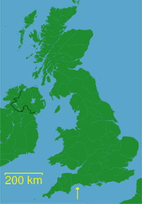 Lyme Bay på kort over Storbritannien