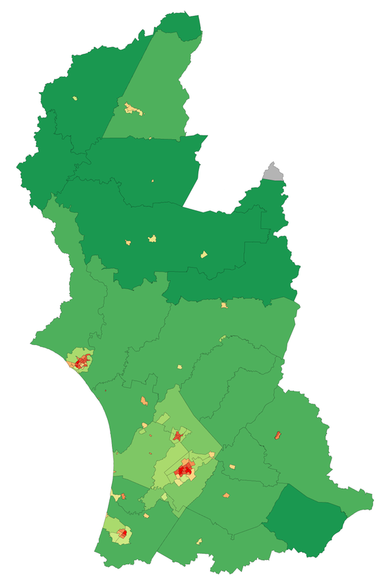 Densités de population en 2006.