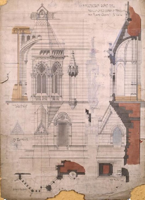 Detail of façades by Alfred Waterhouse