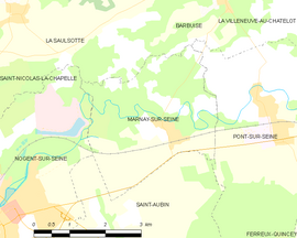 Mapa obce Marnay-sur-Seine