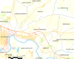 Poziția localității Tonnay-Charente