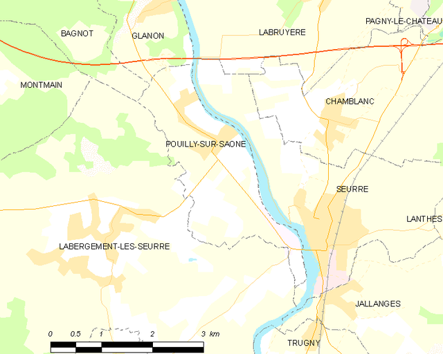 Poziția localității Pouilly-sur-Saône