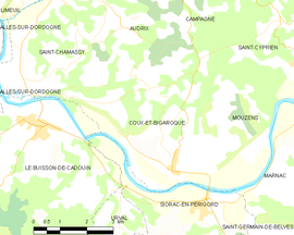 Mapa obce Coux-et-Bigaroque