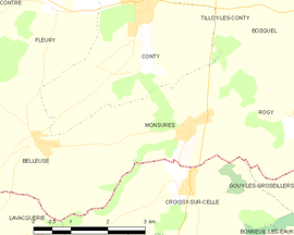 Mapa obce Monsures