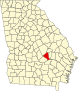 Harta statului Georgia indicând comitatul Wheeler