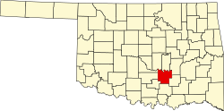 Mapa del condado de Pontotoc en Oklahoma