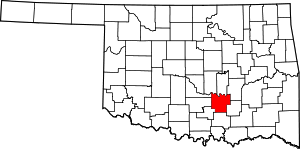 Map of Oklahoma highlighting Pontotoc County.svg
