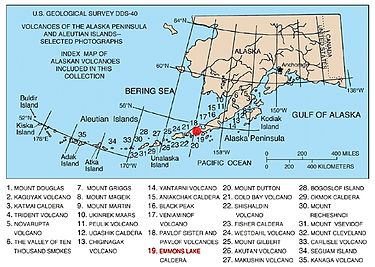 Map showing volcanoes of Alaska. The mark is set at the location of Emmons Lake. Map of alaska volcanoes emmons.jpg