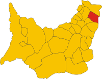 Locatie van Barumini in Zuid-Sardinië (SU)
