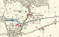 Historical map of Pipewell Hall showing the location of the ruined Cistercian abbey Map pipewell 1886.jpg