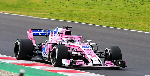 Mazepin testing the Force India VJM11 in Barcelona, 2018