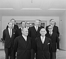 Members of the McMahon Ministry at their swearing-in on 22 March 1971 McMahon Ministry March 1971 (3).jpg