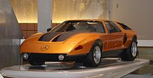 Figure 19.
The 1970 Mercedes-Benz C111 was fitted with a four-rotor Wankel engine Mercedes-Benz C111.jpg