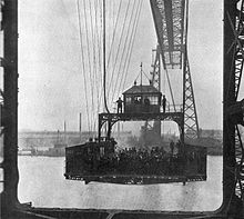 The gondola c. 1911 Middlesbrough transporter bridge (Wonder Book of Engineering Wonders, 1931).jpg