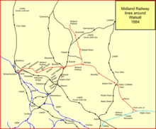 The Midland Railway around Walsall in 1884 Midland at walsall.png