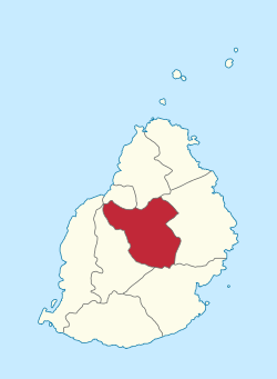 Peta pulau Mauritius dengan menyorot Distrik Moka