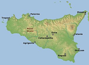 Location of the Monti Sicani in Sicily.