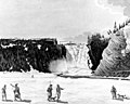 A 1781 etching of Montmorency Falls in May by the British surveyor James Peachey National Archives of Canada.