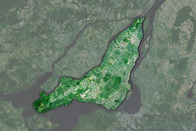 Satellite image of the Island of Montreal