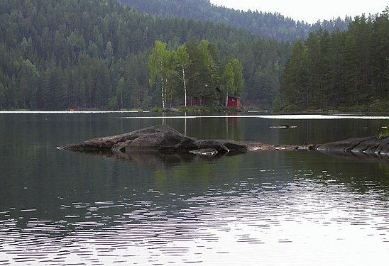 Islands in the Junger Lake in Øvre Eiker municipality, Buskerud district