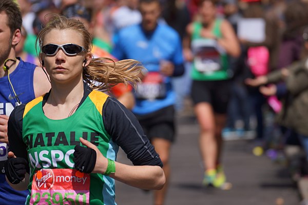 Dormer running the London Marathon in 2016