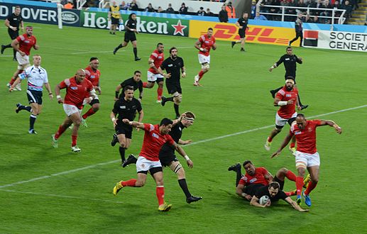 Wedstryd tussen Nieu-Seeland en Tonga tydens die Rugbywêreldbeker 2015