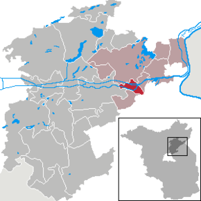 Poziția Niederfinow pe harta districtului Barnim