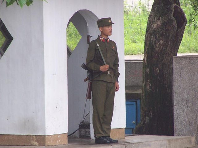 A North Korean soldier at the DMZ, 2005
