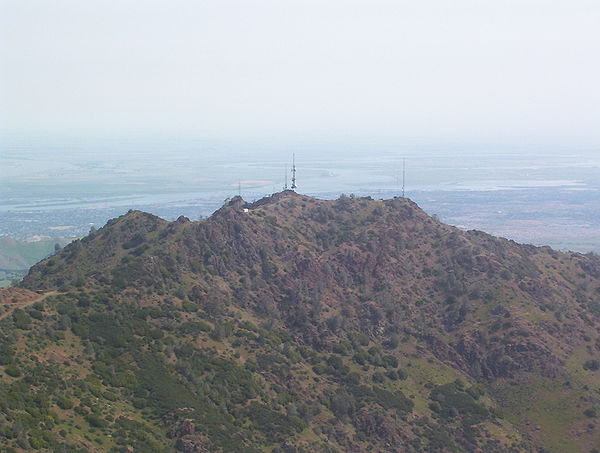 Photo of Mount Diablo, showing Brentwood behind the mountain and to the right.