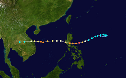 台风奥鹿的路径图