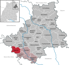 Poziția Oberrot pe harta districtului Schwäbisch Hall