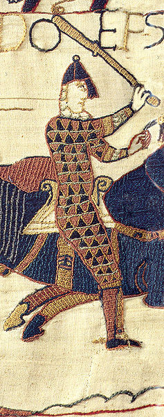 Odo of Bayeux, fighting in the Battle of Hastings as shown in the Bayeux Tapestry. Odo was later made Earl of Kent.