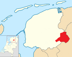 Ligging van Ooststellingwerf in Friesland-provinsie