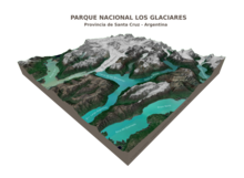 Map-related representation of the landscape in the Perito Moreno Glacier area. Overview Los Glaciares National Park.png