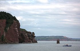 The Parson and Clerk (centre) with Shag Rock visible (right) Parson and Clerk rocks from Sprey Point.jpg