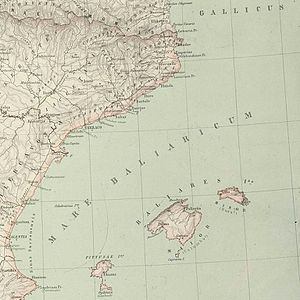 Part of an ancient map of Roman Hispania