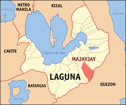 Mapa ng Laguna na nagpapakita ng lokasyon ng Majayjay.
