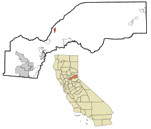 Placer County California beépített és be nem épített területek Colfax Highlighted.svg